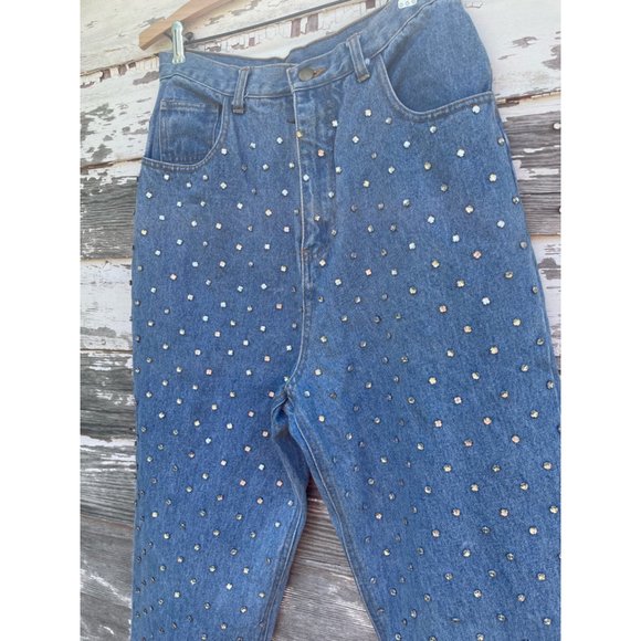 Vintage 1980s MOM Jeans Front Full Rhinestone Front - Picture 11 of 16